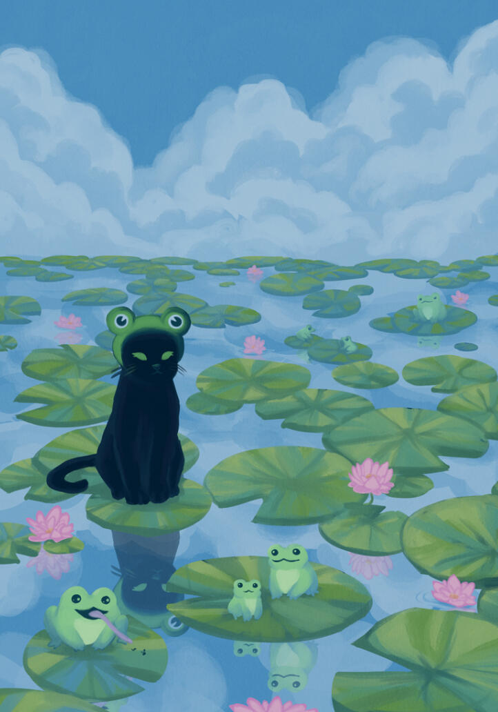 Cat with frogs Cat with frogs