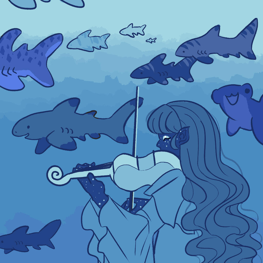 Violin shark girl bust